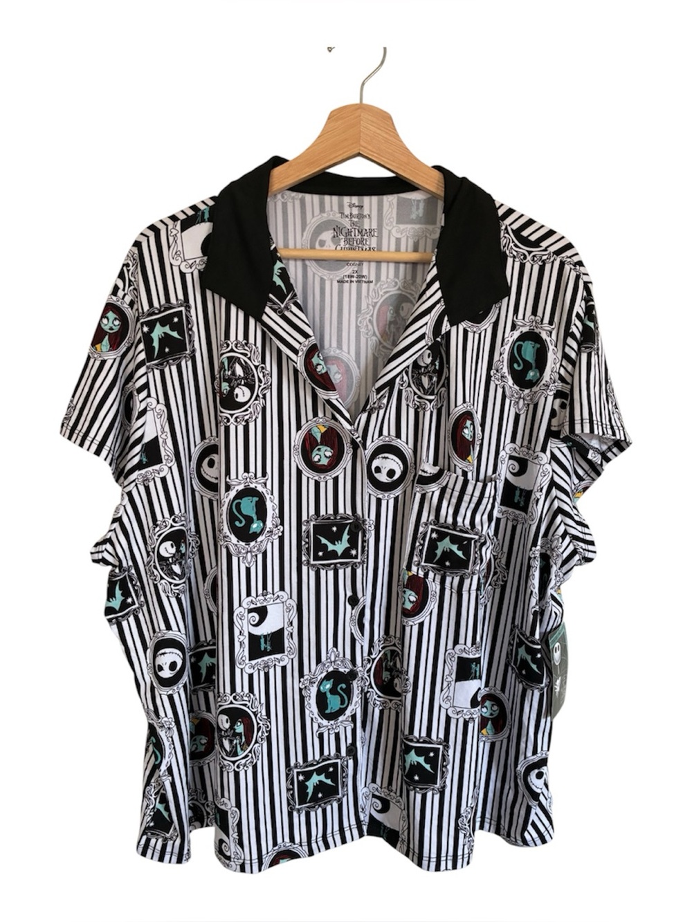 Disney Nightmare Before Christmas Pajama Top Bowling Shirt 2X